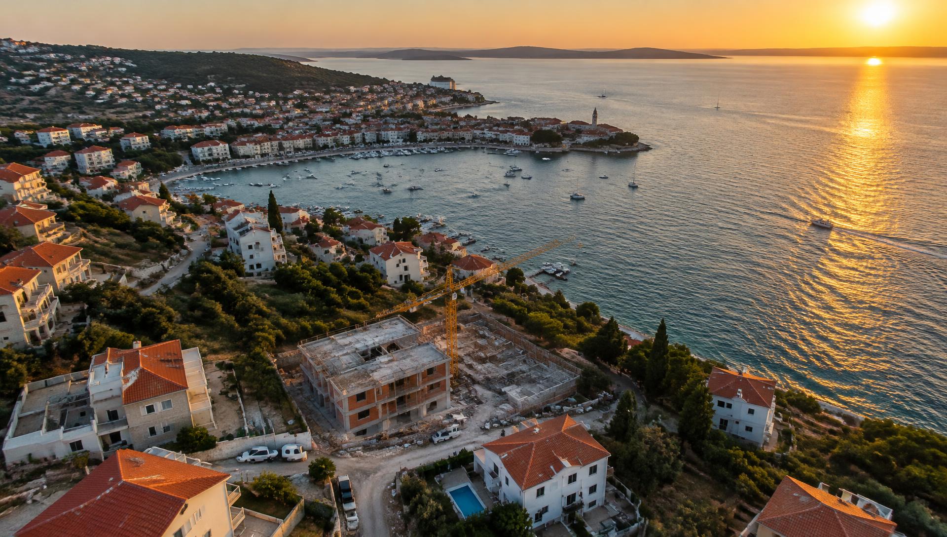 Jadranski obalni gradić s gradilištem